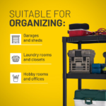 4-Shelf Standard Duty Plastic Storage Shelves, 48” x 21” x 14”, 200lb Capacity - Image 4