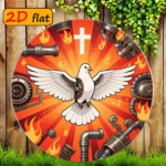 CIFbuy 1pc 7.87x7.87in Round Aluminum Sign with White, "" 7.87x7.87in, Aluminum Sign with White Dove & Mechanical Elements TikTok, TikTok, temuemu Self-pickup Logienics - Image 3
