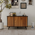 Litter Box Enclosure, Cat Litter Box Furniture with Hidden Plug, 3 Doors,Indoor Cat Washroom Storage Bench Side Table Cat House, Large Wooden Enclused Litter Box House, Black and Walnut - Image 2