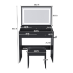 New Large Mirror Vanity Desk for Bed room , Modern Makeup Vanity Set with Power Outlet and Hair dryer holder, 5 Drawers , 3 Lighting Color Adjustable Dressing Table for Bedroom, Black Color - Image 3