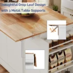 (Do Not Sale on Amazon) 2-Door 3-Drawer Grille Food Cart Champagne Gold Thermoformed Door Panels Rubber Wood Handles MDF Cabinets and Serving Sideboard 53.03*29.17*36.02in White - Image 8