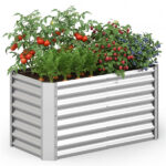 4×2×2 Ft Galvanized Steel Raised Garden Bed Outdoor Planter Box for Vegetables Herbs Flowers