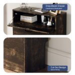 2-Door 1-Drawer MDF Shoe Cabinet 25*9.45*37in Black Oak - Image 7