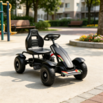 Black Kids Pedal Go Kart – Outdoor Ride on Toys with Handbrake, 4 Non-Slip Wheels for Park Fun Ages 5-12