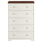 5-Drawer Cabinet with Solid Wood Veneer and Paint P2 MDF + P2 Particleboard Storage Cabinet 31.3*15.55*47.24in Dark brown Ceiling Panels + Light Brown Cabinets - Image 2