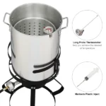13*32inch Four-Piece Set, Black Round Iron Stove Frame, Silver Aluminum 30qt Turkey Pot 10qt Fish Pot, Gas Fryer - Image 64