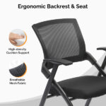 2 Pack Stackable Conference Room Chairs with Wheels, Folding Office Chair with Rebound Back, Padded Seat for Training Room, Guest, Reception, Event, Capacity 350lbs, Black - Image 4