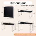 4 Ft Folding Camping Table Portable Adjustable Height Aluminum Picnic Table for Indoor Outdoor Use (Shipment from Walmart) - Image 5