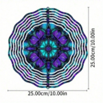 CIFbuy Vibrant 10 Inch Blue Purple Teal Metal Mandala Wind Spinner Outdoor Garden Wall Art Zen Wind Chime(TikTok, temu pick-up service) - Image 7