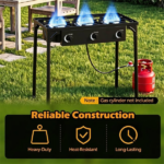3 Burner Propane Stove 240000 BTU Portable Outdoor Propane Burner Stove Black Metal Frame Max 660 LBS Load Capacity Adjustable Heat Control Gas Stove for Soup Stir-Fry Barbecue Picnic - Image 4