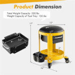 Workshop Creeper Seat with Removable Padded Seat and Drawers-Yellow - Image 4
