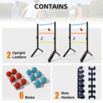 Steel Ladder Toss Game Set, 2 Pack Ladder Ball Rack with 6 Bolas, Assembly-Free Ladder Toss Includes Scorekeeper - Image 2