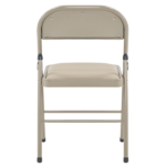 4pcs Elegant Foldable Iron & PVC Chairs for Convention & Exhibition Light Brown - Image 4