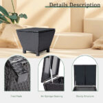 Outdoor PE Wicker Side Table with Storage, Small Patio Storage Bin Container for Hose Cushion Towel, Black - Image 24