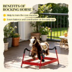 Dark Brown Interactive Kids Ride on Horse – Spring Rocking Horse with Sounds, Plush Soft Feel Animal Ride-on Toy - Image 4