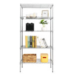 XM-304B Rectangle Carbon Steel Metal Assembly 5-Shelf Storage Rack Silver Gray - Image 30