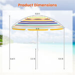 6.5ft Portable Beach Umbrella (Colorful) - UPF50+ Sun Protection (Silver-Coated Polyester), 3-Section Easy Setup (No Tools) - Image 5