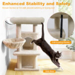 Beige 33.5" Multi-Level Cat Tree with 2-Tier Condo, Sisal Scratching Posts & Anti-Toppling Device for Cats - Image 10
