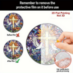 CIFbuy Acrylic Color Sun Catcher Transparent Easter Peace Dove Cross Sun Panel Wall Hanging with White Dove Floral Design (TikTok, temu pick-up service) - Image 4