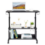 Black Wood Grain P2 15MM Particle Board with Melamine Coating Adjustable Computer Desk with 3 USB + 2 AC Outlets - Image 8