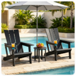 Black Weatherproof HDPE Outdoor Adirondack Chair, 330LBS Capacity Ergonomic Patio Lounge Chair with Built-in Cup Holder, Snap-Together Tool-Free Assembly for Poolside Backyard - Image 6