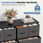 10-Drawer Fabric Dresser, Large Storage Tower for Bedroom, Closet, Living Room, Gray - Image 6