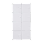 8 Cube Organizer Stackable Plastic Cube Storage Shelves Design Multifunctional Modular Closet Cabinet with Hanging Rod White - Image 5