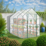 Large Walk-in Greenhouse with PE Cover & Side Windows, 12-Shelf Indoor Outdoor Portable Greenhouse for Garden Backyard, 56 x 85 x 77", White - Image 17
