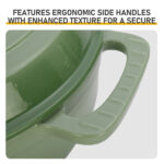 Cast iron 7.5QT cooking pot - Gradient green color - Includes two silicone gloves - Enamel pot - Image 6
