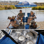 Portable Double Folding Beach Chair Set with Umbrella, 2-Person Outdoor Camping Chair with Cup Holders, Foldable Patio Chair for Picnic, Backyard, Travel, Blue - Image 11