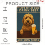 CIFbuy Retro Chic 2D Flat Iron Wall Art, Funny Poodle Drinking Beer Sign, That's What I Do I Know Things Quote, 8x12 Inch Decor TikTok, TikTok, s What I Do I Know Things Quote Self-pickup Logiopics - Image 2