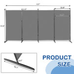 6FT 4-Fold 160g Polyester Cloth Plastic Foot Carbon Steel Frame Foldable Screen Gray - Image 6