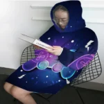 Gaming Wearable Blanket Modern Sweatshirt for Boys, Colorful Gamepad Blanket Hoodie with Sherpa - Image 4