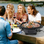 Black 1200W Electric BBQ Grill with Double-Zone Cooking, 2-in-1 Freestanding & Countertop Grill for 6-10 People - Image 3