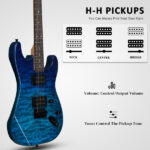 39in Electric Guitar H-H Pickups Trans Blue suit for Heavier Rock - Image 2
