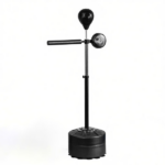 Black 64-81in Adjustable Free Standing Punching Bag: Suction Cup Speed Reaction Bar Station for Home Gym Boxing Training - Image 2