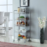 Honeycomb Mesh Style Five Layers Removable Storage Cart Silver - Image 2