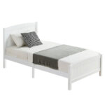 FCH Twin Pine Single-Layer Core Vertical Stripe Full-Board Curved Bed Head With The Same Bed Foot White Wooden Bed - Image 12