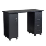 Double Edged Manicure Nail Table with Drawer Black - Image 28