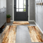 Three-piece kitchen rug set, non-slip and washable, abstract pattern kitchen hallway rug, soft and comfortable, suitable for sinks, floors, entrances, hallways and bathrooms. - Image 10