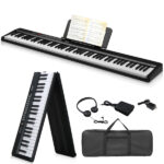 Do not sale on Amazon GPP-106 88 Key Folding Piano Semi-Weighted Standard Keyboards Digital Piano with MIDI Bluetooth, Handbag Headphone for Piano Lover Black color