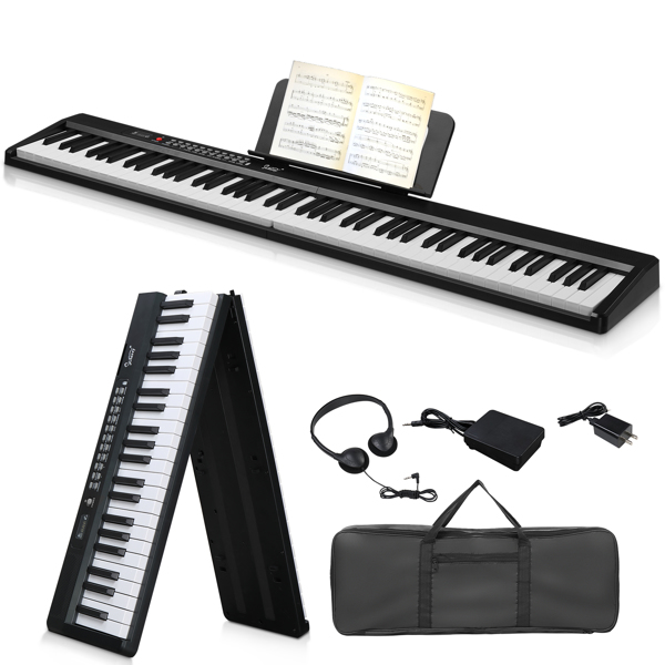 Do not sale on Amazon GPP-106 88 Key Folding Piano Semi-Weighted Standard Keyboards Digital Piano with MIDI Bluetooth, Handbag Headphone for Piano Lover Black color