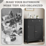 Black particleboard with melamine veneer, 60*30*80cm, double doors, single drawer, bathroom vanity - Image 7