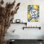 CIFbuy Ciao Bella Yellow Lemon 2D Flat Metal Tin Sign, Sign, Vintage Wall Art Decor, Hanging Plaque For Home Restaurant Kitche 2D FikTok, 2D FikTok, Self-ntckup Logiopche