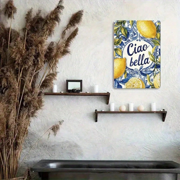 f6cec179-0070-4c31-a55b-0e8993a90a64.png CIFbuy Ciao Bella Yellow Lemon 2D Flat Metal Tin Sign, Sign, Vintage Wall Art Decor, Hanging Plaque For Home Restaurant Kitche 2D FikTok, 2D FikTok, Self-ntckup Logiopche - Image 1