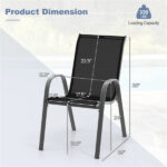 Black 2 Pack Stackable Patio Dining Chairs, Ergonomic Steel Frame Breathable Fabric Outdoor Chairs 330 LBS Capacity - Image 3
