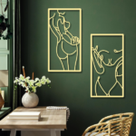 CIFbuy 4 Pcs Metal Wall Art Decor Minimalist Abstract Woman Wall Art Line Drawing metal line art Home Hanging Art Decor for Bedroom Kitchen Bathroom Living Room(Modern,Gold) (TikTok, temu pick-up service) - Image 7