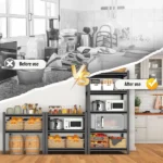 3-Tier Metal Storage Rack with Adjustable Shelves, Multi-purpose Organizer for Living Room, Kitchen, Garage, Office, Gym and More - Image 2