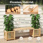 2-in-1 Wooden Garden Bench with 2 Planter Boxes, Fir Wood Outdoor Patio Seat for Yard & Lawn - Image 9
