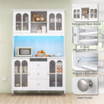 73 Inch White Kitchen Pantry Cabinet with Customizable LED Lights & Built-in Charging Station (USB/Type-C/AC Outlets) - Image 7